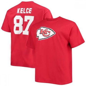 Men's Kansas City Chiefs #87 Travis Kelce Red Big & Tall T-Shirt Men's Kansas City Chiefs #87 Travis Kelce Red Big & Tall T-Shirt