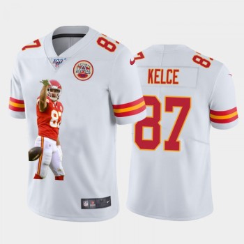 Men's Kansas City Chiefs #87 Travis Kelce White 100th Season Portrait Edition Limited Jersey Men's Kansas City Chiefs #87 Travis Kelce White 100th Season Portrait Edition Limited Jersey