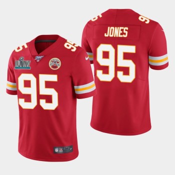 Men's Kansas City Chiefs #95 Chris Jones Red Super Bowl LIV With 100th Season Patch Vapor Untouchable Limited Stitched NFL Jersey Men's Kansas City Chiefs #95 Chris Jones Red Super Bowl LIV With 100th Season Patch Vapor Untouchable Limited Stitched NFL Jersey