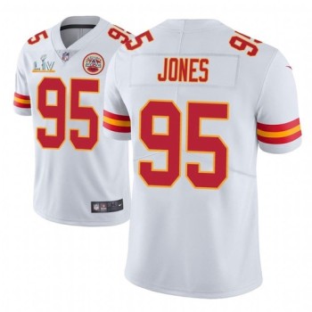 Men's Kansas City Chiefs #95 Chris Jones White 2021 Super Bowl LV Stitched NFL Jersey Men's Kansas City Chiefs #95 Chris Jones White 2021 Super Bowl LV Stitched NFL Jersey