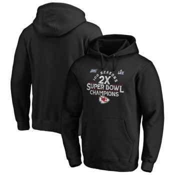 Men's Kansas City Chiefs Black 2-Time Super Bowl Champions Scrimmage Pullover Hoodie Men's Kansas City Chiefs Black 2-Time Super Bowl Champions Scrimmage Pullover Hoodie