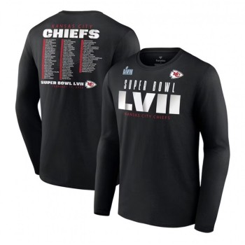 Men's Kansas City Chiefs Black Super Bowl LVII Varsity Team Roster Big & Tall Long Sleeve T-Shirt Men's Kansas City Chiefs Black Super Bowl LVII Varsity Team Roster Big & Tall Long Sleeve T-Shirt