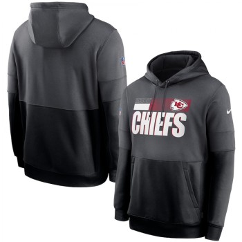 Men's Kansas City Chiefs Charcoal/Black Sideline Impact Lockup Performance Pullover Hoodie Men's Kansas City Chiefs Charcoal/Black Sideline Impact Lockup Performance Pullover Hoodie