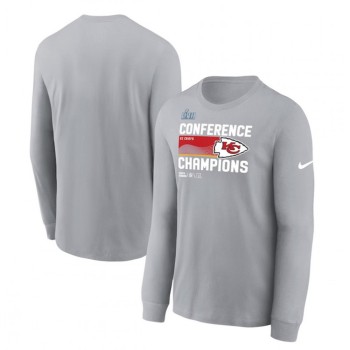 Men's Kansas City Chiefs Gray 2022 AFC Champions Locker Room Trophy Collection Long Sleeve T-Shirt Men's Kansas City Chiefs Gray 2022 AFC Champions Locker Room Trophy Collection Long Sleeve T-Shirt