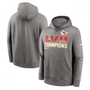 Men's Kansas City Chiefs Gray Super Bowl LVII Champions Fleece Pullover Hoodie Men's Kansas City Chiefs Gray Super Bowl LVII Champions Fleece Pullover Hoodie