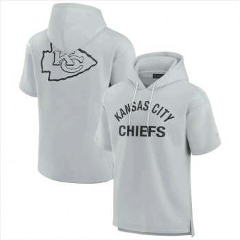 Men's Kansas City Chiefs Gray Super Soft Fleece Short Sleeve Hoodie Men's Kansas City Chiefs Gray Super Soft Fleece Short Sleeve Hoodie