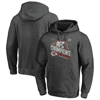 Men's Kansas City Chiefs Heather Charcoal 2019 AFC Champions Trophy Collection Locker Room Pullover Hoodie Men's Kansas City Chiefs Heather Charcoal 2019 AFC Champions Trophy Collection Locker Room Pullover Hoodie