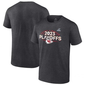 Men's Kansas City Chiefs Heather Charcoal 2023 NFL Playoffs T-Shirt Men's Kansas City Chiefs Heather Charcoal 2023 NFL Playoffs T-Shirt