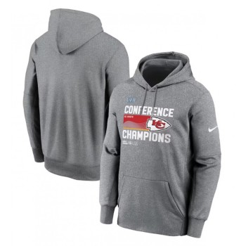 Men's Kansas City Chiefs Heather Gray 2022 AFC Champions Locker Room Trophy Collection Pullover Hoodie Men's Kansas City Chiefs Heather Gray 2022 AFC Champions Locker Room Trophy Collection Pullover Hoodie