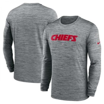 Men's Kansas City Chiefs Heather Gray Sideline Team Velocity Performance Long Sleeve T-Shirt Men's Kansas City Chiefs Heather Gray Sideline Team Velocity Performance Long Sleeve T-Shirt