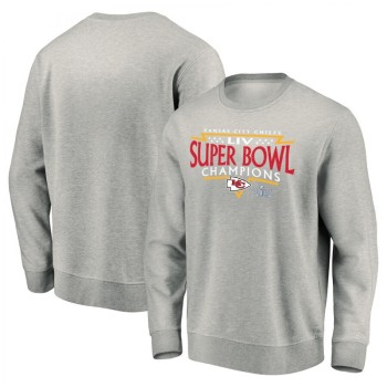 Men's Kansas City Chiefs Heather Gray Super Bowl LIV Champions Lateral Pullover Hoodie Men's Kansas City Chiefs Heather Gray Super Bowl LIV Champions Lateral Pullover Hoodie