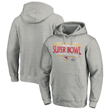 Men's Kansas City Chiefs Heather Gray Super Bowl LIV Champions Neutral Zone Pullover Hoodie Men's Kansas City Chiefs Heather Gray Super Bowl LIV Champions Neutral Zone Pullover Hoodie