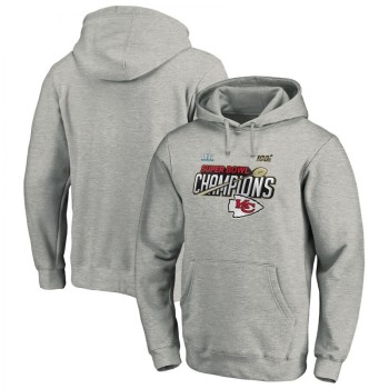 Men's Kansas City Chiefs Heather Gray Super Bowl LIV Champions Trophy Collection Locker Room Pullover Hoodie Men's Kansas City Chiefs Heather Gray Super Bowl LIV Champions Trophy Collection Locker Room Pullover Hoodie