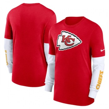 Men's Kansas City Chiefs Heather Red Slub Fashion Long Sleeve T-Shirt Men's Kansas City Chiefs Heather Red Slub Fashion Long Sleeve T-Shirt