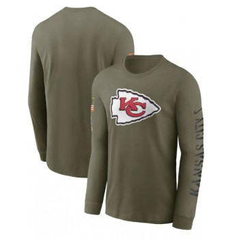 Men's Kansas City Chiefs Olive 2022 Salute to Service Long Sleeve T-Shirt Men's Kansas City Chiefs Olive 2022 Salute to Service Long Sleeve T-Shirt