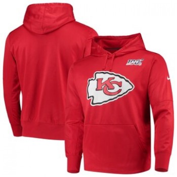Men's Kansas City Chiefs Red 100th Season Primary Logo Circuit Performance NFL Pullover Hoodie Men's Kansas City Chiefs Red 100th Season Primary Logo Circuit Performance NFL Pullover Hoodie