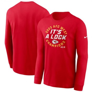 Men's Kansas City Chiefs Red 2023 AFC West Division Champions Locker Room Trophy Collection Long Sleeve T-Shirt Men's Kansas City Chiefs Red 2023 AFC West Division Champions Locker Room Trophy Collection Long Sleeve T-Shirt