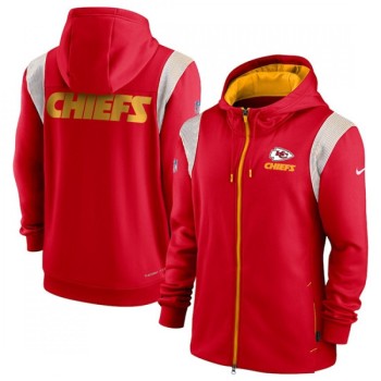 Men's Kansas City Chiefs Red Performance Sideline Lockup Full-Zip Hoodie Men's Kansas City Chiefs Red Performance Sideline Lockup Full-Zip Hoodie