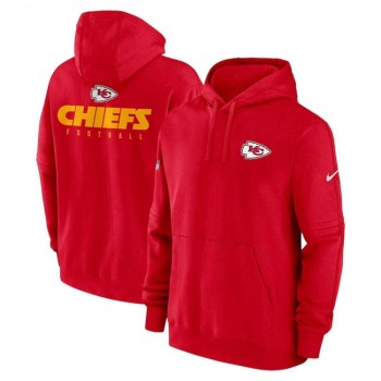 Men's Kansas City Chiefs Red Sideline Club Fleece Pullover Hoodie Men's Kansas City Chiefs Red Sideline Club Fleece Pullover Hoodie