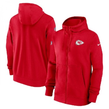 Men's Kansas City Chiefs Red Sideline Club Performance Full-Zip Hoodie Men's Kansas City Chiefs Red Sideline Club Performance Full-Zip Hoodie
