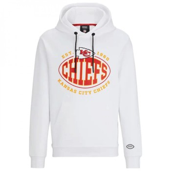 Men's Kansas City Chiefs White BOSS X Touchback Pullover Hoodie Men's Kansas City Chiefs White BOSS X Touchback Pullover Hoodie