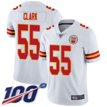 Men's Kansas City Chiefs #55 Frank Clark White 2019 100th Season Vapor Untouchable Limited Stitched NFL Jersey Men's Kansas City Chiefs #55 Frank Clark White 2019 100th Season Vapor Untouchable Limited Stitched NFL Jersey