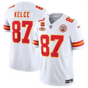 Men's Kansas City Chiefs #87 Travis Kelce White 2024 F.U.S.E. With 