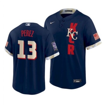 Men's Kansas City Royals #13 Salvador Perez 2021 Navy All-Star Cool Base Stitched MLB Jersey Men's Kansas City Royals #13 Salvador Perez 2021 Navy All-Star Cool Base Stitched MLB Jersey