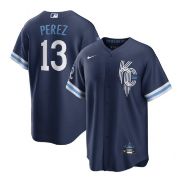 Men's Kansas City Royals #13 Salvador Perez 2022 Navy City Connect Cool Base Stitched Jersey Men's Kansas City Royals #13 Salvador Perez 2022 Navy City Connect Cool Base Stitched Jersey