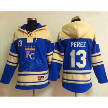 Men's Kansas City Royals #13 Salvador Perez Ageless Must-Have Lace-Up Pullover Hoodie Men's Kansas City Royals #13 Salvador Perez Ageless Must-Have Lace-Up Pullover Hoodie