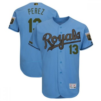 Men's Kansas City Royals #13 Salvador Perez Blue 2018 Memorial Day Flexbase Stitched MLB Jersey Men's Kansas City Royals #13 Salvador Perez Blue 2018 Memorial Day Flexbase Stitched MLB Jersey