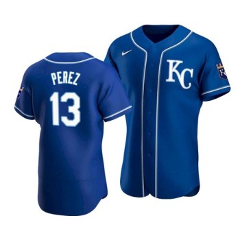 Men's Kansas City Royals #13 Salvador Perez Royal Flex Base Stitched Jersey Men's Kansas City Royals #13 Salvador Perez Royal Flex Base Stitched Jersey