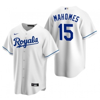 Men's Kansas City Royals #15 Patrick Mahomes White Cool Base Stitched Jersey Men's Kansas City Royals #15 Patrick Mahomes White Cool Base Stitched Jersey