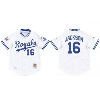 Men's Kansas City Royals #16 Bo Jackson 1989 White Stitched Jersey Men's Kansas City Royals #16 Bo Jackson 1989 White Stitched Jersey