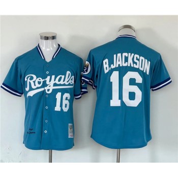 Men's Kansas City Royals #16 Bo Jackson Blue Cool Base Stitched Jersey Men's Kansas City Royals #16 Bo Jackson Blue Cool Base Stitched Jersey