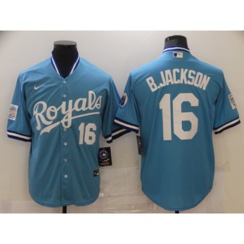 Men's Kansas City Royals #16 Bo Jackson Light Blue Cool Base Stitched Jersey Men's Kansas City Royals #16 Bo Jackson Light Blue Cool Base Stitched Jersey