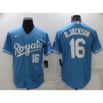 Men's Kansas City Royals #16 Bo Jackson Light Blue Cool Base Stitched Jersey Men's Kansas City Royals #16 Bo Jackson Light Blue Cool Base Stitched Jersey