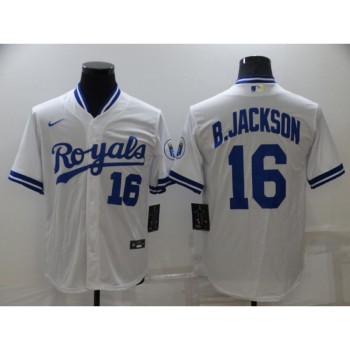 Men's Kansas City Royals #16 Bo Jackson White Cool Base Stitched Jersey Men's Kansas City Royals #16 Bo Jackson White Cool Base Stitched Jersey
