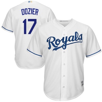 Men's Kansas City Royals #17 Hunter Dozier White Cool Base Stitched MLB Jersey Men's Kansas City Royals #17 Hunter Dozier White Cool Base Stitched MLB Jersey