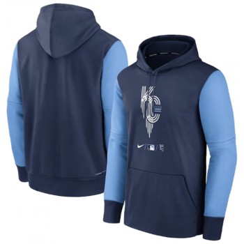 Men's Kansas City Royals 2022 City Connect Collection Navy Therma Pullover Hoodie Men's Kansas City Royals 2022 City Connect Collection Navy Therma Pullover Hoodie