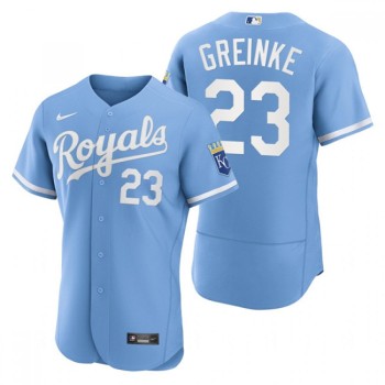 Men's Kansas City Royals #23 Zack Greinke Light Blue Flex Base Stitched Jersey Men's Kansas City Royals #23 Zack Greinke Light Blue Flex Base Stitched Jersey
