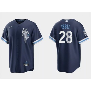 Men's Kansas City Royals #28 Kyle isbel Navy City Connect Cool Base Stitched Baseball Jersey Men's Kansas City Royals #28 Kyle isbel Navy City Connect Cool Base Stitched Baseball Jersey