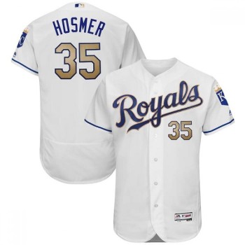 Men's Kansas City Royals #35 Eric Hosmer White/Gold Flex Base Stitched Jersey Men's Kansas City Royals #35 Eric Hosmer White/Gold Flex Base Stitched Jersey