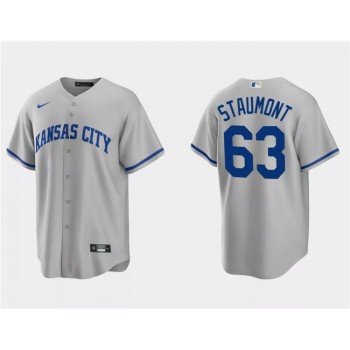 Men's Kansas City Royals #63 Josh Staumont Grey Cool Base Stitched Baseball Jersey Men's Kansas City Royals #63 Josh Staumont Grey Cool Base Stitched Baseball Jersey