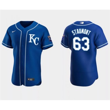 Men's Kansas City Royals #63 Josh Staumont Royal Flex Base Stitched MLB Jersey Men's Kansas City Royals #63 Josh Staumont Royal Flex Base Stitched MLB Jersey