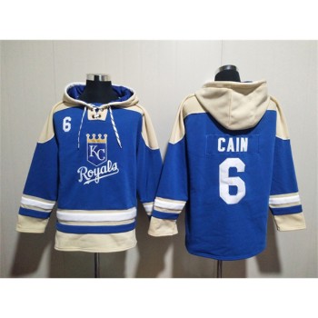 Men's Kansas City Royals #6 Lorenzo Cain Blue Ageless Must-Have Lace-Up Pullover Hoodie Men's Kansas City Royals #6 Lorenzo Cain Blue Ageless Must-Have Lace-Up Pullover Hoodie