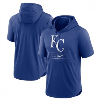 Men's Kansas City Royals Blue Short Sleeve Pullover Hoodie Men's Kansas City Royals Blue Short Sleeve Pullover Hoodie