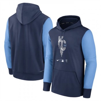 Men's Kansas City Royals Navy 2022 City Connect Therma Performance Pullover Hoodie Men's Kansas City Royals Navy 2022 City Connect Therma Performance Pullover Hoodie