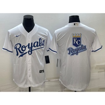 Men's Kansas City Royals White Team Big Logo Cool Base Stitched Jersey Men's Kansas City Royals White Team Big Logo Cool Base Stitched Jersey