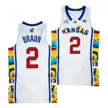 Men's Kansas Jayhawks #2 Christian Braun 2022 Sunflower Showdown White Stitched Basketball Jersey Men's Kansas Jayhawks #2 Christian Braun 2022 Sunflower Showdown White Stitched Basketball Jersey